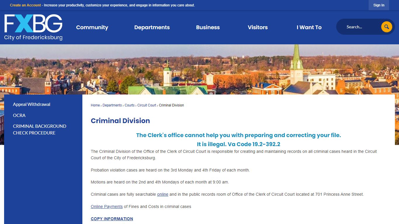 Criminal Division | Fredericksburg, VA - Official Website